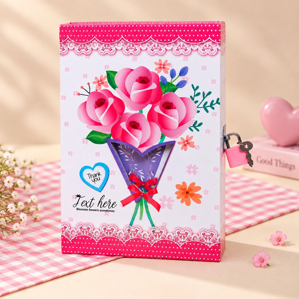 نوت بوك بقفل - باقة ورد (إيه 5)