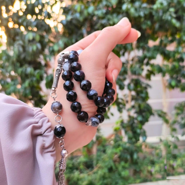 مسبحة حجر عقيق طبيعي 10 ملم
